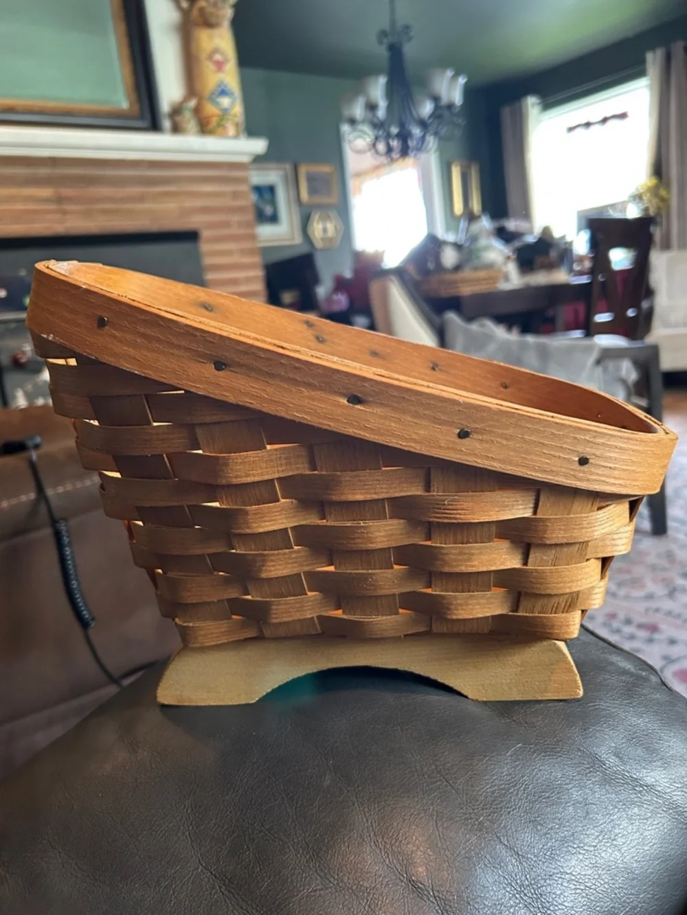Peterboro Brown Woven Wood Accent Basket by